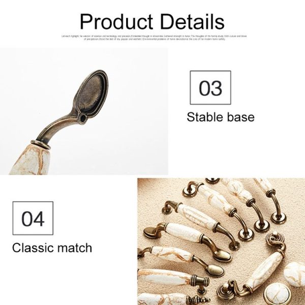 5 PCS 5018_96 Marble Texture Ceramic Closet Cabinet Handle Pitch: 96mm - Image 4