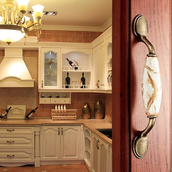 5 PCS 5018_96 Marble Texture Ceramic Closet Cabinet Handle Pitch: 96mm - Image 6