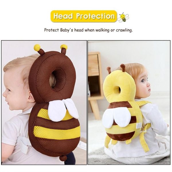 Big Brown Plush Bee Pattern Shockproof Head Pad for Baby Children Waliking - Image 3