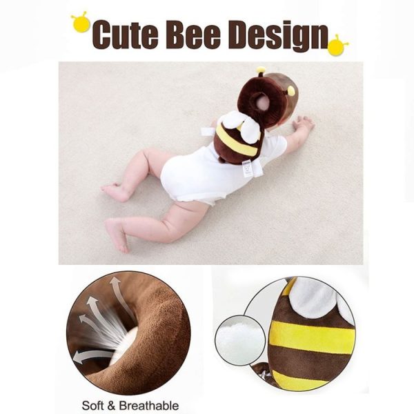 Big Brown Plush Bee Pattern Shockproof Head Pad for Baby Children Waliking - Image 4