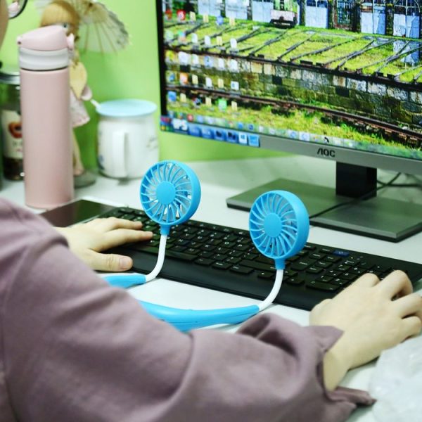 Multi-function Portable Adjustable Wearable Sport Fan (Blue) - Image 10