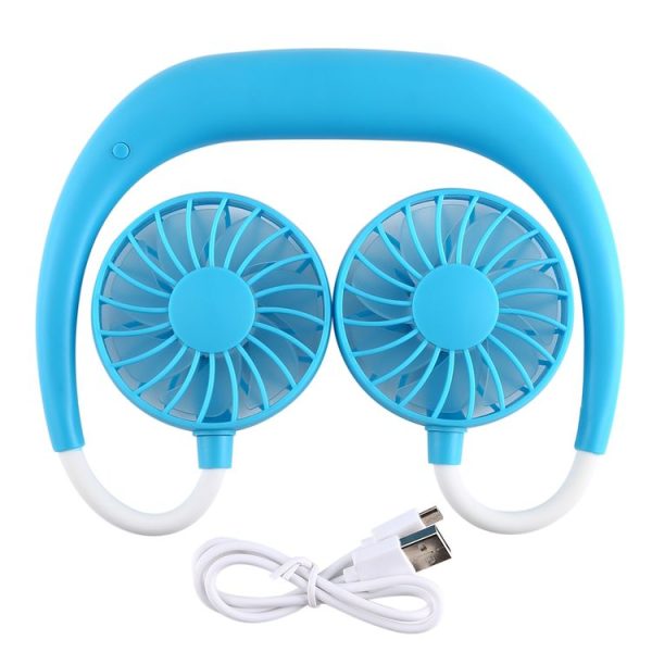 Multi-function Portable Adjustable Wearable Sport Fan (Blue) - Image 4