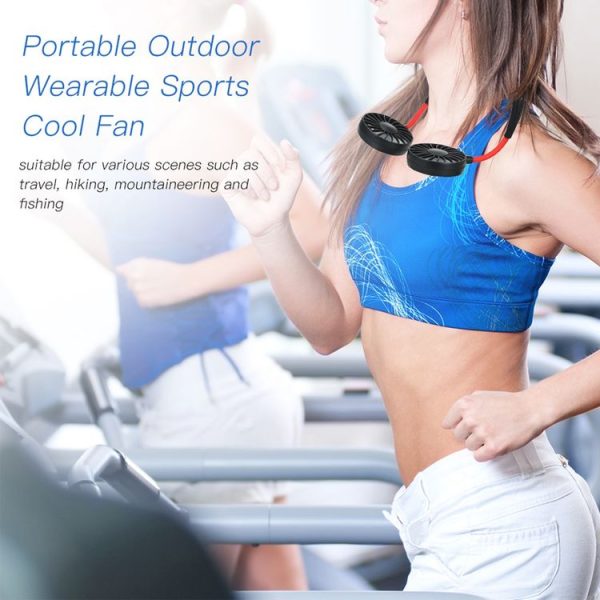 Multi-function Portable Adjustable Wearable Sport Fan (Blue) - Image 9