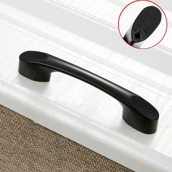 5 PCS 6225A_64 Matte Black Simple Zinc Alloy Closet Cabinet Handle Pitch: 64mm - Image 2
