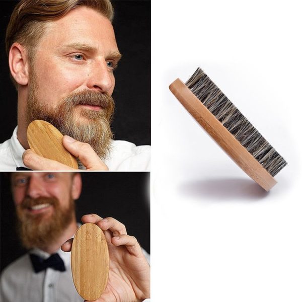 Men Beard Care Brush Hardwood Handle Wild Boar Bristle Comb - Image 5