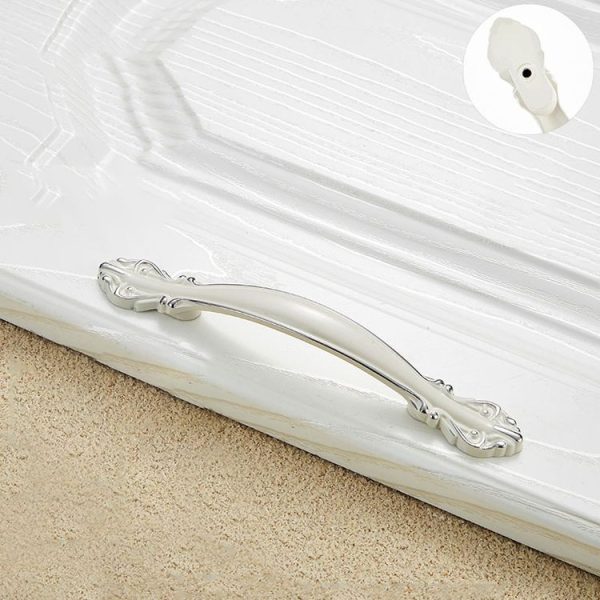 5 PCS 6032A_96 Bright Chrome Ivory White Paint Closet Cabinet Handle Pitch: 96mm - Image 2