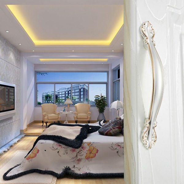 5 PCS 6032A_96 Bright Chrome Ivory White Paint Closet Cabinet Handle Pitch: 96mm - Image 5