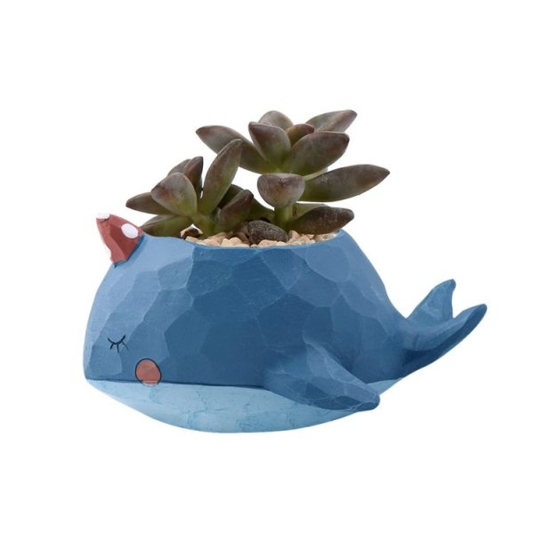 Lovely Home Garden Office Resin Cartoon Animal Whale Shaped Plant Flower Pot Decoration Animal Flower Pots Planter - Image 2