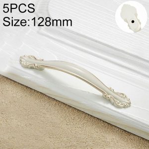 5 PCS 6032B_128 Ivory White Paint Closet Cabinet Handle Pitch: 128mm