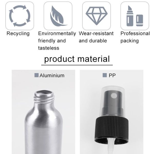 Refillable Glass Fine Mist Atomizers Aluminum Bottle, 100ml (Transparent) - Image 5