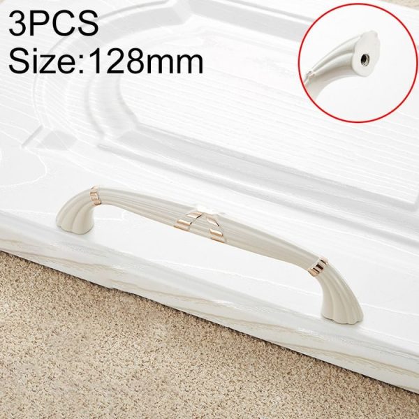 3 PCS 6046_128 Ivory White Zinc Alloy Simple Closet Cabinet Handle Pitch: 128mm