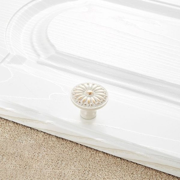 5 PCS 6077 Single Hole Ivory White Zinc Alloy Simple Closet Cabinet Handle - Image 2