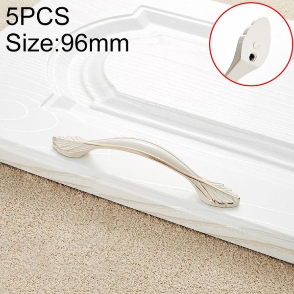 5 PCS 6593_96 Ivory White Zinc Alloy Simple Closet Cabinet Handle Pitch: 96mm