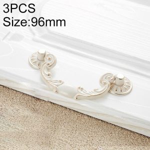 3 PCS 6602_96 Ivory White Zinc Alloy Simple Closet Cabinet Handle Pitch: 96mm