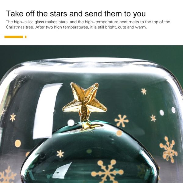 300ML Creative Double-Layer Glass Christmas Tree Star Water Cup, With Lid - Image 7