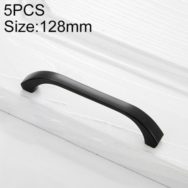 5 PCS 4003_128 Stainless Steel Closet Cabinet Handle Pitch: 128mm (Black)