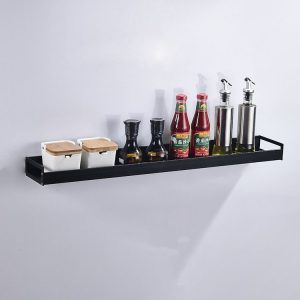70cm Kitchen Multi-function Wall Hanging Holder Seasoning Storage Rack (Black)