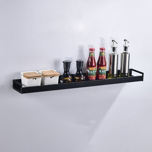 70cm Kitchen Multi-function Wall Hanging Holder Seasoning Storage Rack (Black) - Image 2