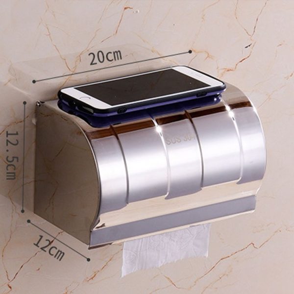 K20 304 Stainless Steel Bathroom Wall-mounted Waterproof Bright Light Paper Towel Roll Holder - Image 3