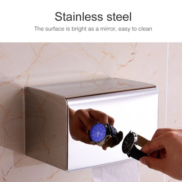 Q7 304 Stainless Steel Bathroom Wall-mounted Waterproof Bright Light Paper Towel Roll Holder - Image 5