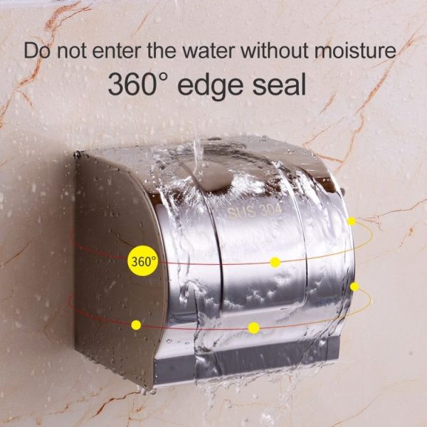Q7 304 Stainless Steel Bathroom Wall-mounted Waterproof Bright Light Paper Towel Roll Holder - Image 7