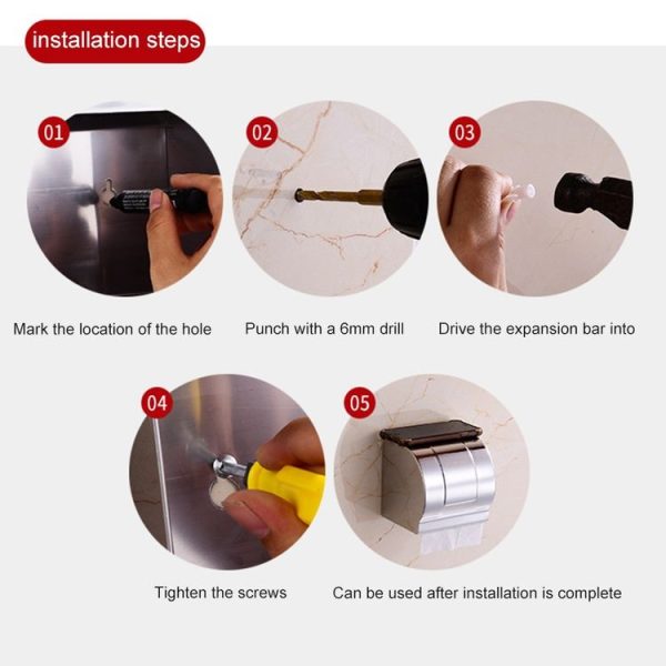 Q7 304 Stainless Steel Bathroom Wall-mounted Waterproof Bright Light Paper Towel Roll Holder - Image 9