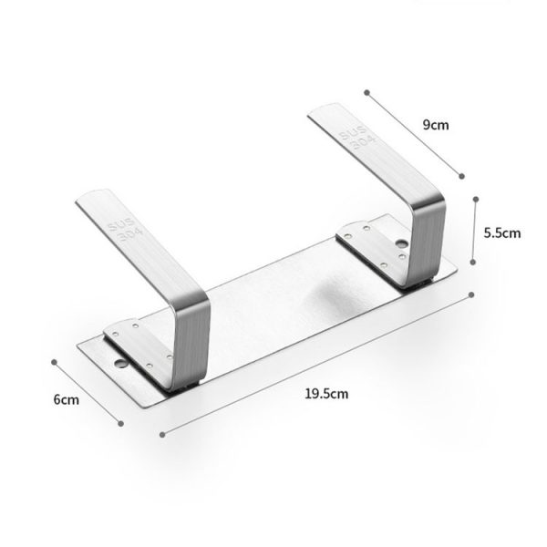 304 Stainless Steel Creative Kitchen Multi-function Wall-mounted Pot Lid Holder Storage Rack, Siamese Version - Image 3