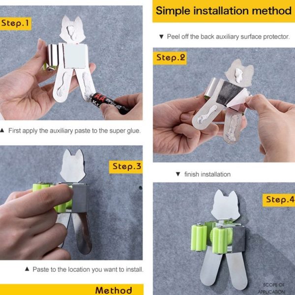 People Shape Bathroom Wall-mounted Mop Holder Storage Hook - Image 7