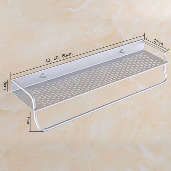 40cm Single Layer with Rod Multi-function Kitchen Bathroom Wall-mounted Aluminum Alloy Holder Storage Rack - Image 3