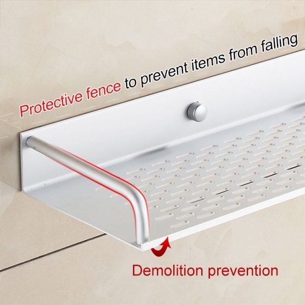 40cm Single Layer with Rod Multi-function Kitchen Bathroom Wall-mounted Aluminum Alloy Holder Storage Rack - Image 4