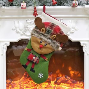 Elk Christmas Ornament Decoration Christmas Stocking Gift Bag Pendant
