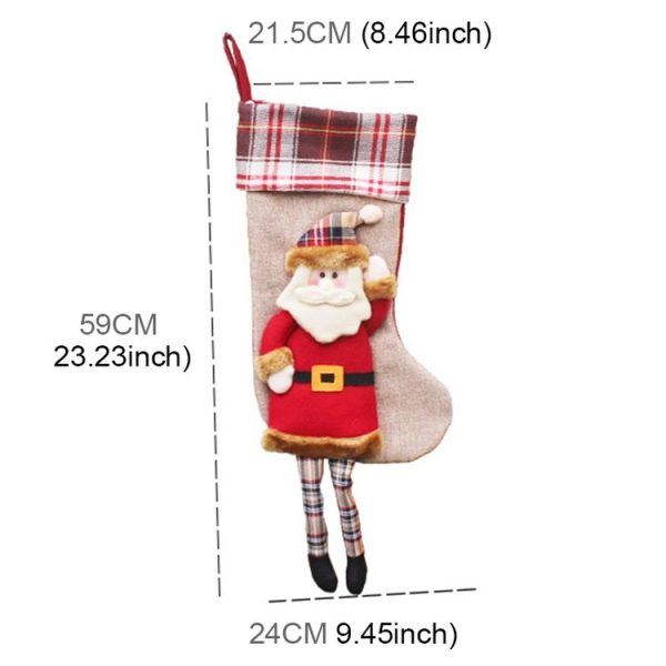Christmas Ornament Decoration Lattice Cloth Christmas Stocking Gift Bag Pendant - Image 3