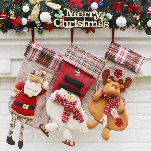 Christmas Ornament Decoration Lattice Cloth Christmas Stocking Gift Bag Pendant - Image 4