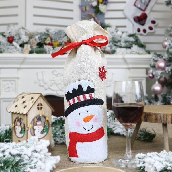 2 PCS CX20215 Snowman Pattern Wine Bottle Bag Christmas Decoration - Image 3