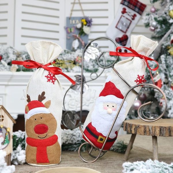 2 PCS CX20215 Snowman Pattern Wine Bottle Bag Christmas Decoration - Image 5