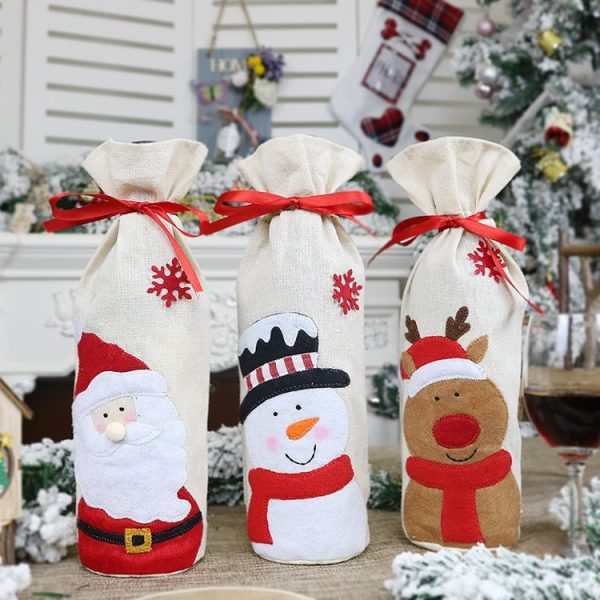 2 PCS CX20215 Snowman Pattern Wine Bottle Bag Christmas Decoration - Image 6