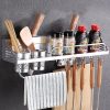 60cm 2 Cups 10 Hooks Multi-function Kitchen Punching-free Wall-mounted Plastic Edge Condiment Holder Storage Rack - Image 2