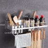 60cm 2 Cups 10 Hooks Multi-function Kitchen Punching-free Wall-mounted Plastic Edge Condiment Holder Storage Rack - Image 3