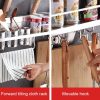 60cm 2 Cups 10 Hooks Multi-function Kitchen Punching-free Wall-mounted Plastic Edge Condiment Holder Storage Rack - Image 5