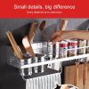 60cm 2 Cups 10 Hooks Multi-function Kitchen Punching-free Wall-mounted Plastic Edge Condiment Holder Storage Rack - Image 6