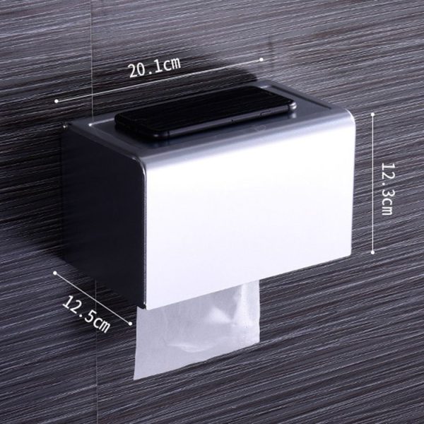 Bathroom Wall-mounted Waterproof Paper Tissue Roll Stand Holder (Black) - Image 3
