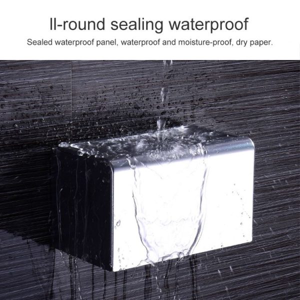 Bathroom Wall-mounted Waterproof Paper Tissue Roll Stand Holder (Black) - Image 6