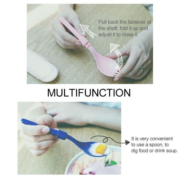 Portable Outdoor Travel Foldable Soup Spoon Tableware (Blue) - Image 3