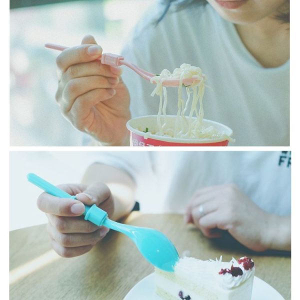 Portable Outdoor Travel Foldable Soup Spoon Tableware (Blue) - Image 6