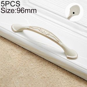 5 PCS 6026-96 European Style Zinc Alloy Cabinet Wardrobe Drawer Door Handle, Hole Spacing: 96mm (Ivory)
