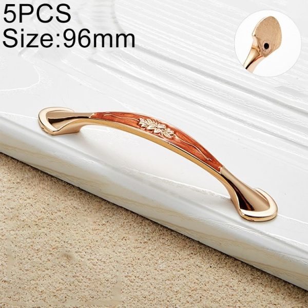 5 PCS 6026A-96 European Style Zinc Alloy Cabinet Wardrobe Drawer Door Handle, Hole Spacing: 96mm (Red Amber)