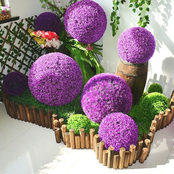 Artificial Grass Plant Ball Topiary Wedding Event Home Outdoor Decoration Hanging Ornament, Diameter: 4.7 inch - Image 5