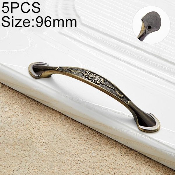 5 PCS 6026A-96 European Style Zinc Alloy Cabinet Wardrobe Drawer Door Handle, Hole Spacing: 96mm (Bronze)