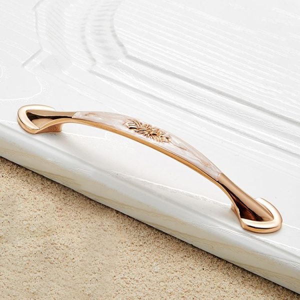 5 PCS 6026A-128 European Style Zinc Alloy Cabinet Wardrobe Drawer Door Handle, Hole Spacing: 128mm (White Amber) - Image 2