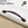 5 PCS 6026A-128 European Style Zinc Alloy Cabinet Wardrobe Drawer Door Handle, Hole Spacing: 128mm (Red Bronze)